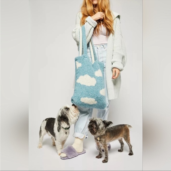 New Free People Carry On Tote & Scarf Set in Blue cloud - Picture 2 of 3